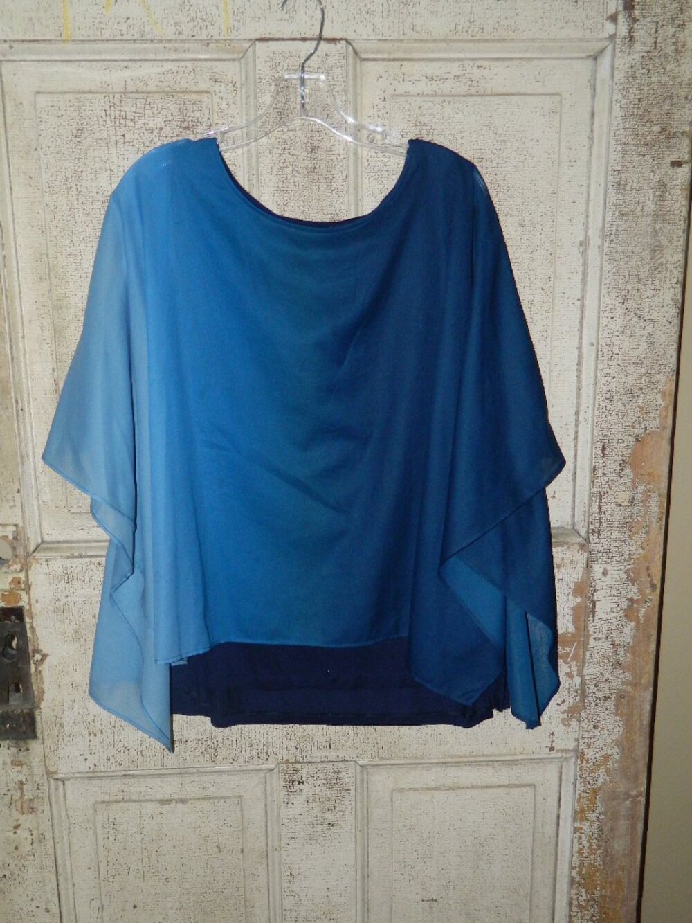 Chico's Ombre Batwing Poncho Top Size Chico's 3 (K-52)